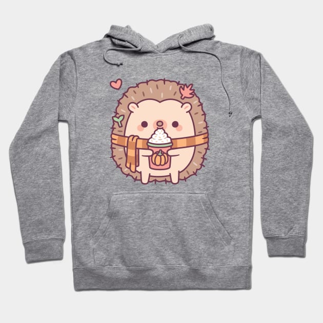 Cute Hedgehog Loves Pumpkin Spice Latte Hoodie by rustydoodle